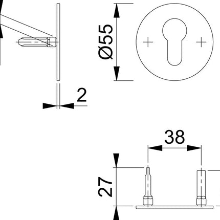 Para różyczek do kluczy HOPPE E849NS stal nierdzewna F69 ( 3000203536 )