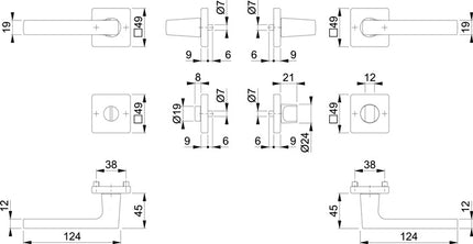 HOPPE Zestaw rozet Dallas M1643/843KV/843KVS Mosiądz F96-1-R ( 8000460255 )
