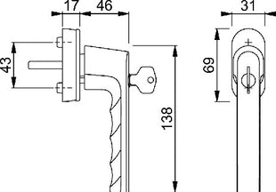 Manilla para ventana HOPPE Hamburg 0700S/UD9020 aluminio F9016 / blanco tráfico (3000203985)