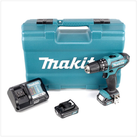 Makita HP 331 DWAX1 10,8 V Akku Schlagbohrschrauber + 2 x BL1020B 2 Ah Akkus + DC10WC Ladegerät + 74 teiliges Zubehörset - Toolbrothers