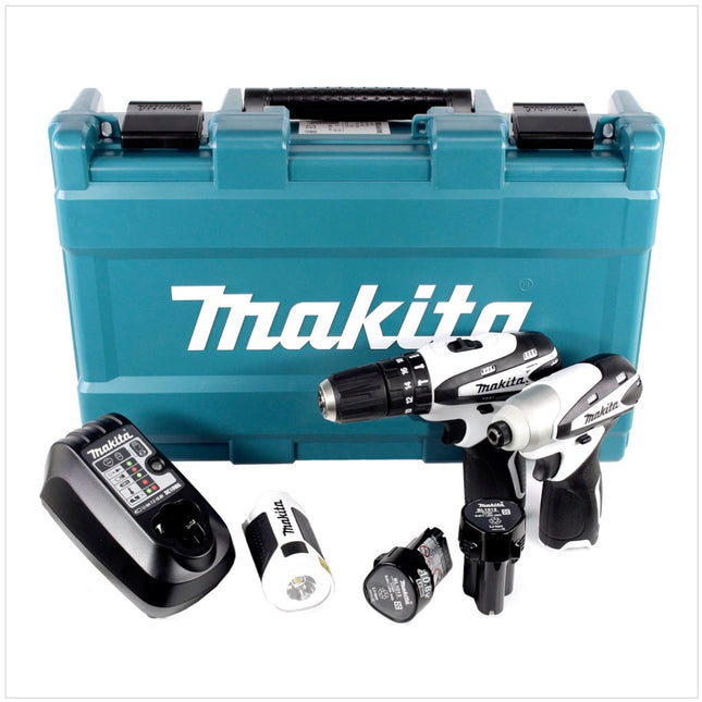 Makita DK 1486 W 10,8 V Set mit HP 330 D Schlagbohrschrauber + TD 090 D Schlagschrauber + ML 101 Lampe, Lader und 2x BL1013 Akku - Toolbrothers