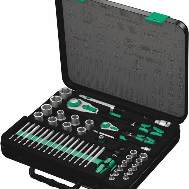 Zestaw kluczy nasadowych WERA 8100 SA/SC 2 Zyklop 43-częściowy 1/4 + 1/2 ″ ( 4000820557 )