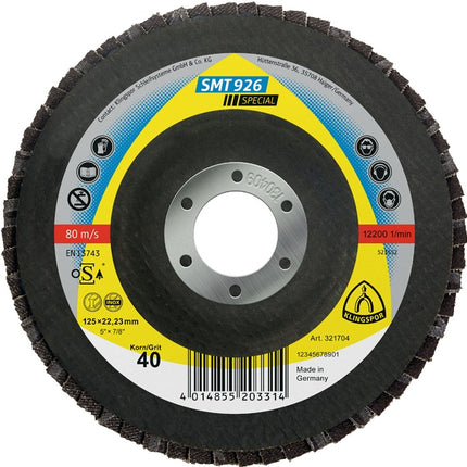 KLINGSPOR tarcza listkowa SMT 926 Special Ø 125 mm ziarnistość 40 6° zakrzywiona ( 8000352215 )