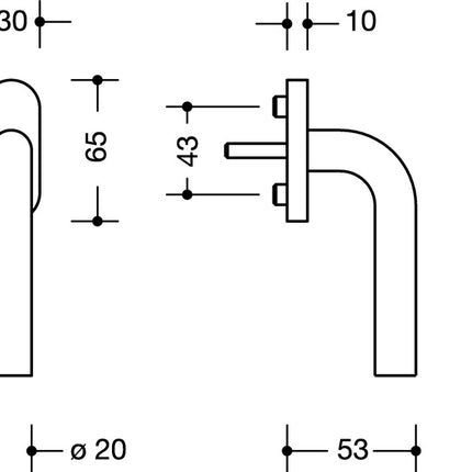 Klamka okienna HEWI 111FG.6 30mm tworzywo sztuczne 99 czysta biel ( 3000205791 )