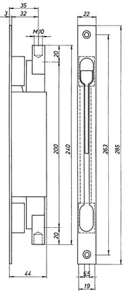 DENI Śruba krawędziowa 9221 Długość płyty czołowej 285 mm Szerokość płyty czołowej 22 mm ( 3000258411 )