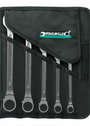 STAHLWILLE Juego de llaves combinadas con trinquete 17/5, 5 piezas, tamaños de llave 8-19 mm (4000826075)