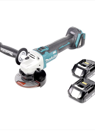 Makita DGA 456 A Akku Winkelschleifer 18 V 115 mm Brushless + 2x Akku 2,0 Ah - ohne Ladegerät - Toolbrothers