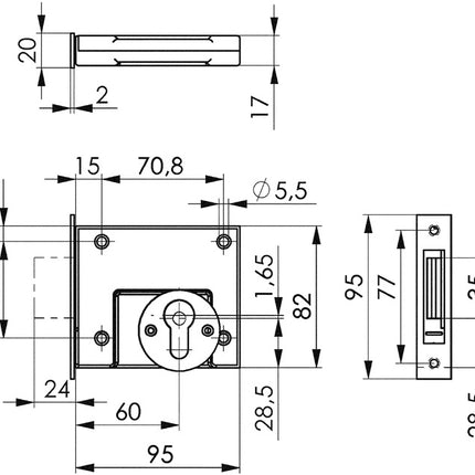 AMF Bolt lock 49 DIN lewy / prawy PZ ( 3311021042 )