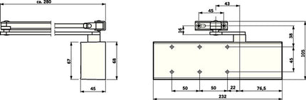 Samozamykacz nożycowy DORMAKABA TS 72 biały 9016 EN 2-4 ( 3000207430 )
