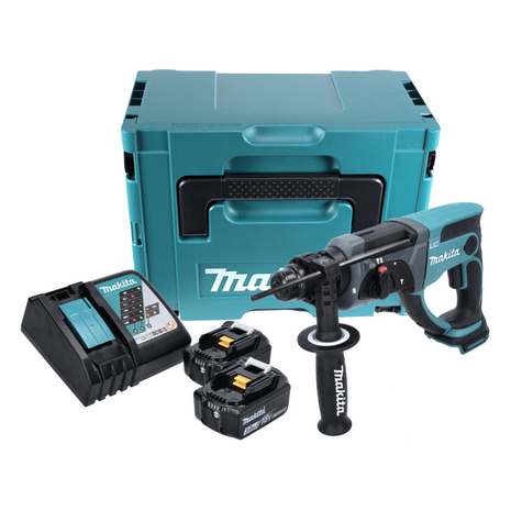 Makita DHR 202 RFJ Akku Kombihammer 18 V 2,0 J SDS Plus + 2x Akku 3,0 Ah + Ladegerät + Makpac - Toolbrothers