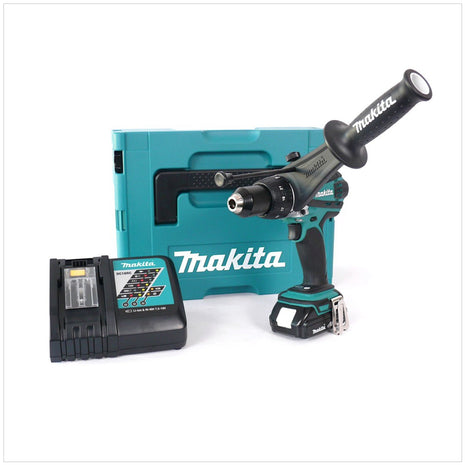 Makita DHP 458 RA1J Akku Schlagbohrschrauber 18 V 91 Nm + 1x Akku 2,0 Ah + Ladegerät + 60 tlg. Bit Bohrer Set + Makpac - Toolbrothers