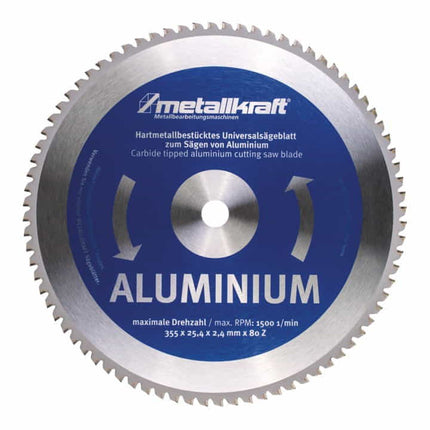 Piła tarczowa do metalu METALLKRAFT tarcza aluminiowa Ø 355 mm szerokość 2,4 mm ( 4000804015 )