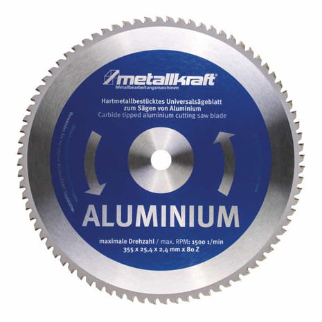 METALLKRAFT hoja de sierra circular para metal hoja de sierra de aluminio diámetro 355 mm ancho 2,4 mm (4000804015)