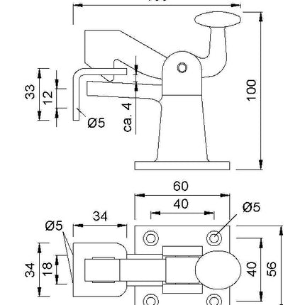Uchwyt zasuwy KWS 1307 z żeliwa ciągliwego czarny ( 3326043066 )