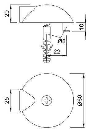 Odbojnik drzwiowy KWS 2003.82 Ø 60 mm wysokość 20 mm ( 3000258205 )
