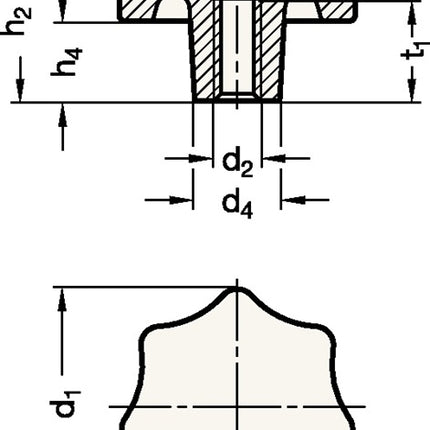 Pokrętło gwiazdkowe GANTER DIN 6336 z tuleją gwintowaną ( 4601000858 )