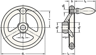 Pokrętło GN 950 b 15 mm d1 100 mm d2 10 mm ( 4601000242 )