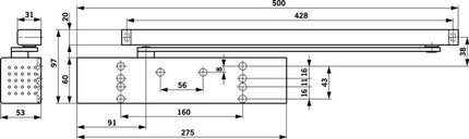 Samozamykacz z szyną ślizgową DORMAKABA TS 93 B Podstawowy standardowy montaż po stronie zawiasów ( 3000255106 )