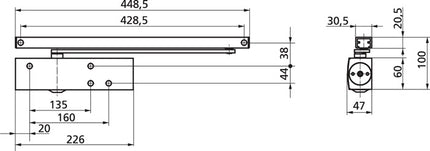 Samozamykacz GEZE TS 3000 V do montażu standardowego po stronie zawiasów ( 3000255081 )