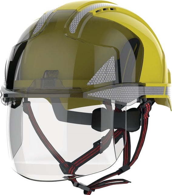 Przemysłowy kask wspinaczkowy JSP EVO(R) VISTAshield(R) Dualswitch(TM) żółty/dymny ( 4000370824 )