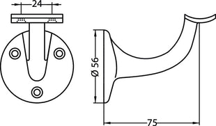 Wspornik poręczy HERMETA 3505 z aluminium powlekanego tworzywem sztucznym w kolorze czarnym ( 3000283333 )