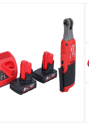 Milwaukee M12 FHIR14-602 Akku Ratsche 12 V 47 Nm 1/4" Brushless + 2x Akku 6,0 Ah + Ladegerät