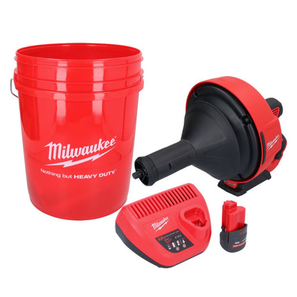 Milwaukee M12 BDC8-251C akumulatorowa wyciorarka do rur 12 V + 1x akumulator 2,5 Ah + ładowarka + spirala + wiadro