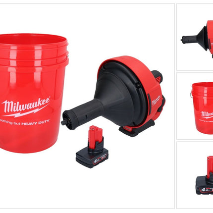 Milwaukee M12 BDC8-401C Akumulatorowa wyciorarka do rur 12 V + 1x akumulator 4,0 Ah + spirala + łyżka - bez ładowarki