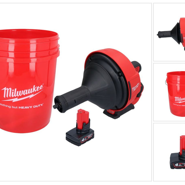 Milwaukee M12 BDC8-401C Akumulatorowa wyciorarka do rur 12 V + 1x akumulator 4,0 Ah + spirala + łyżka - bez ładowarki