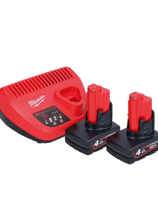 Appareil de nettoyage de tuyaux sur batterie Milwaukee M12 BDC8-402C 12 V + 2x batteries 4,0 Ah + chargeur + spirale + seau