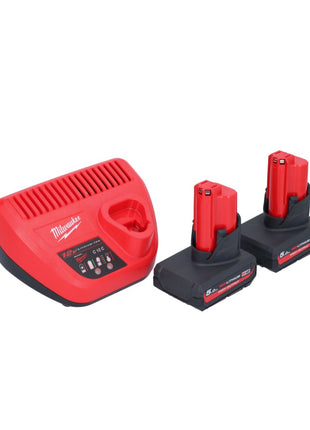 Appareil de nettoyage de tuyaux sur batterie Milwaukee M12 BDC8-502C 12 V + 2x batteries 5,0 Ah + chargeur + spirale + seau