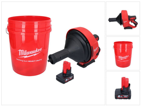 Milwaukee M12 BDC8-601C Akumulatorowa wyciorarka do rur 12 V + 1x akumulator 6,0 Ah + spirala + łyżka - bez ładowarki