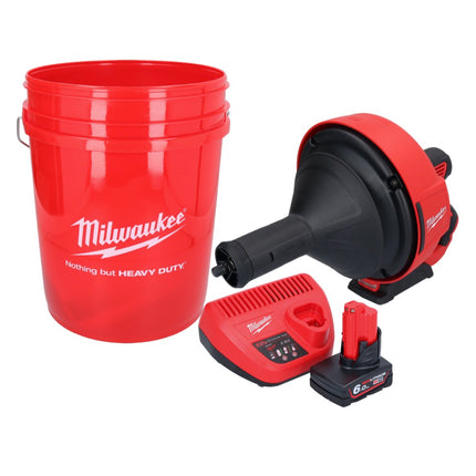 Milwaukee M12 BDC8-601C Akumulatorowa wyciorarka do rur 12 V + 1x akumulator 6,0 Ah + ładowarka + spirala + wiadro