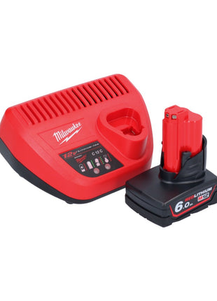 Appareil de nettoyage de tuyaux sur batterie Milwaukee M12 BDC8-601C 12 V + 1x batterie 6,0 Ah + chargeur + spirale + seau