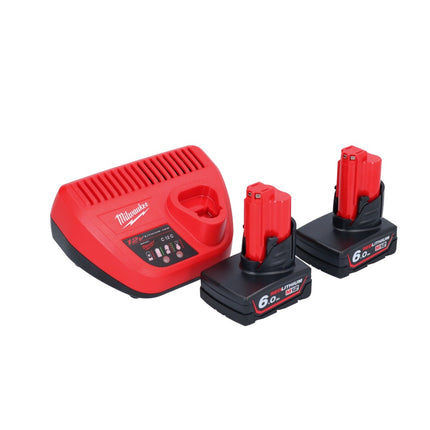 Milwaukee M12 BDC8-602C akumulatorowa wyciorarka do rur 12 V + 2x akumulator 6,0 Ah + ładowarka + spirala + wiadro