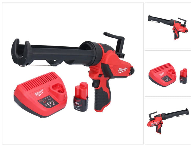 Milwaukee M12 PCG/310-201 Akumulatorowy pistolet na kartusze 12 V 310 ml + 1x akumulator 2,0 Ah + ładowarka