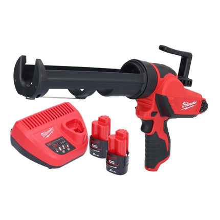 Milwaukee M12 PCG/310-202 akumulatorowy pistolet na kartusze 12 V 310 ml + 2x akumulator 2,0 Ah + ładowarka