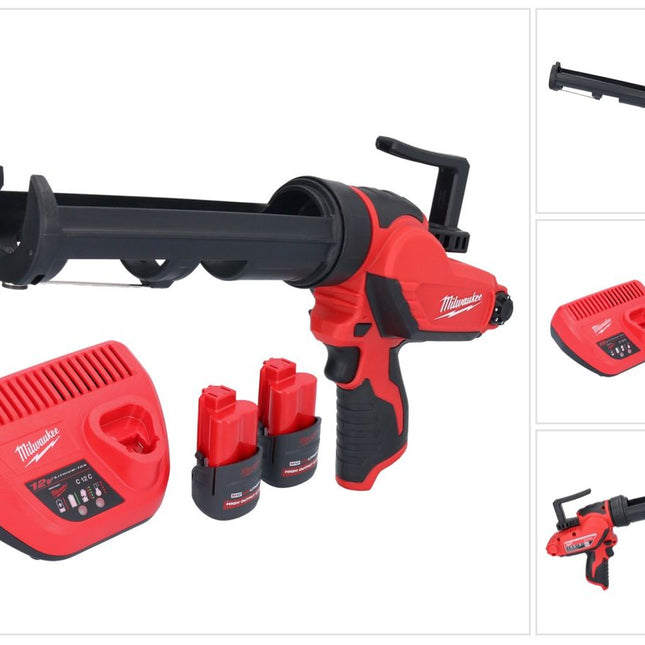 Milwaukee M12 PCG/310-252 Akumulatorowy pistolet na kartusze 12 V 310 ml + 2x akumulator 2,5 Ah + ładowarka