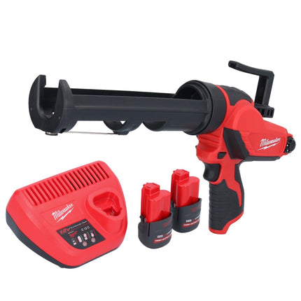 Milwaukee M12 PCG/310-252 Akumulatorowy pistolet na kartusze 12 V 310 ml + 2x akumulator 2,5 Ah + ładowarka