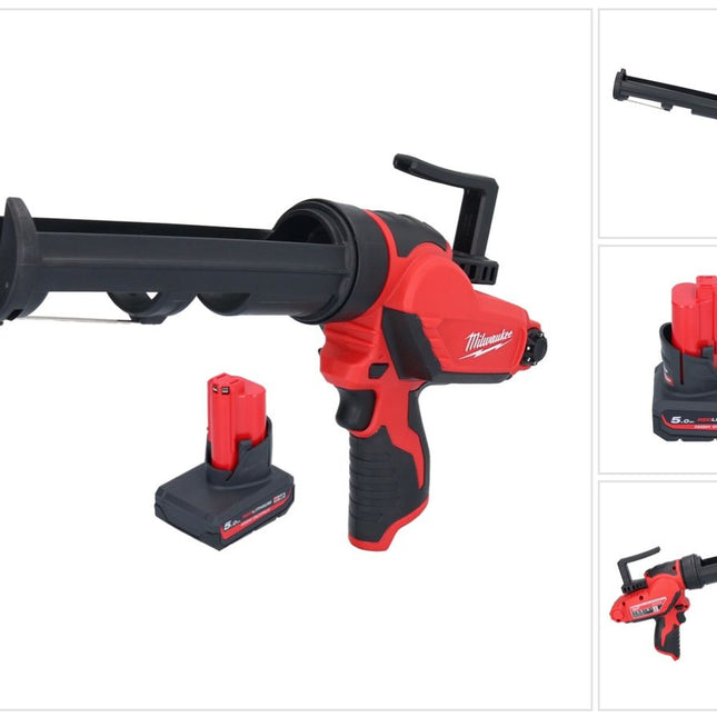 Milwaukee M12 PCG/310-501 akumulatorowy pistolet na kartusze 12 V 310 ml + 1x akumulator 5,0 Ah - bez ładowarki