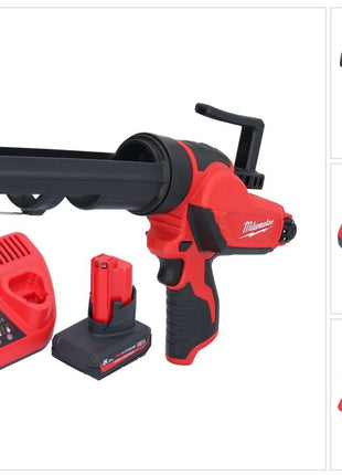 Milwaukee M12 PCG/310-501 Akku Kartuschenpresse 12 V 310 ml + 1x Akku 5,0 Ah + Ladegerät