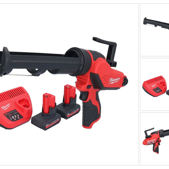Milwaukee M12 PCG/310-502 Akumulatorowy pistolet na kartusze 12 V 310 ml + 2x akumulator 5,0 Ah + ładowarka