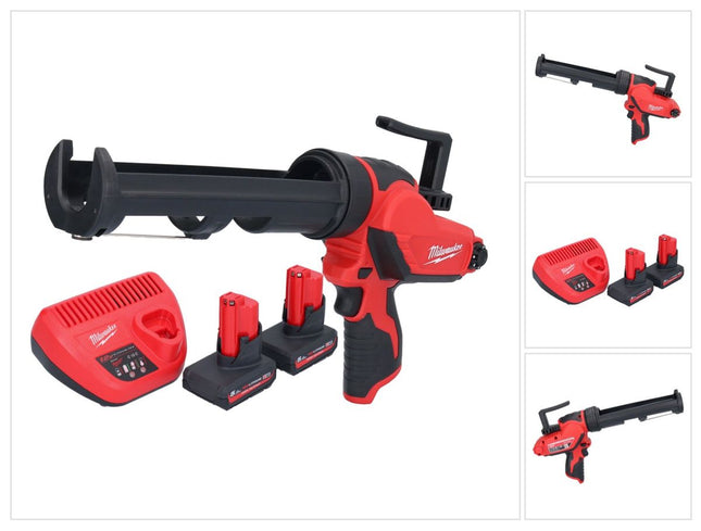 Milwaukee M12 PCG/310-502 Akumulatorowy pistolet na kartusze 12 V 310 ml + 2x akumulator 5,0 Ah + ładowarka