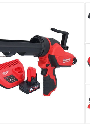 Milwaukee M12 PCG/310-601 Akku Kartuschenpresse 12 V 310 ml + 1x Akku 6,0 Ah + Ladegerät