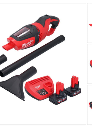 Milwaukee M12 HV-602 Akku Staubsauger 12 V + 2x Akku 6,0 Ah + Ladegerät