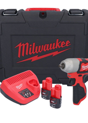 Milwaukee M12 BIW38-202C Akku Schlagschrauber 12 V 135 Nm 3/8˝ ( 4933443899 ) + 2x Akku 2,0 Ah + Ladegerät + Koffer