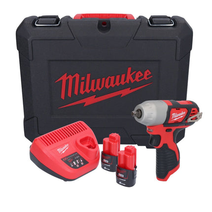 Milwaukee M12 BIW38-202C akumulatorowy klucz udarowy 12 V 135 Nm 3/8˝ ( 4933443899 ) + 2x akumulator 2,0 Ah + ładowarka + walizka