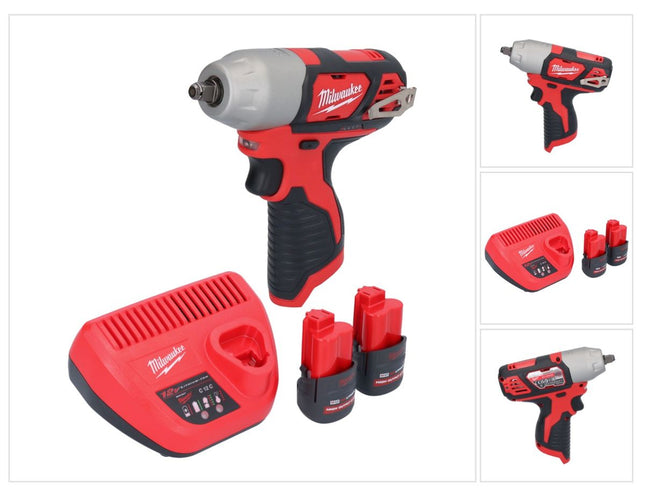 Milwaukee M12 BIW38-252 akumulatorowy klucz udarowy 12 V 135 Nm 3/8" + 2x akumulator 2,5 Ah + ładowarka
