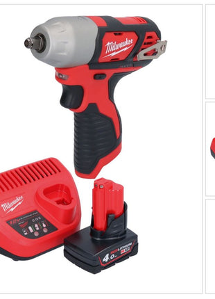 Milwaukee M12 BIW38-401 akumulatorowy klucz udarowy 12 V 135 Nm 3/8˝ + 1x akumulator 4,0 Ah + ładowarka