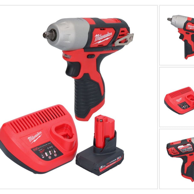 Milwaukee M12 BIW38-501 akumulatorowy klucz udarowy 12 V 135 Nm 3/8" + 1x akumulator 5,0 Ah + ładowarka